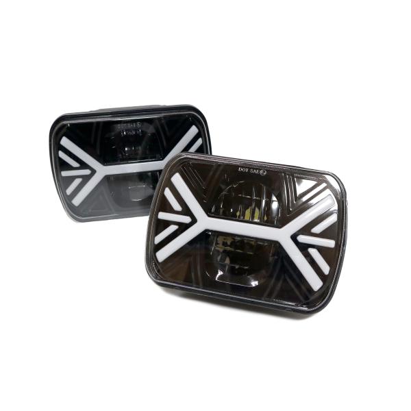 汎用5×7 LED ヘッドライト S13 SW20 AE86 KP61 JZA70 プラド B310 ハイラックス サニトラ FC3S 180SX 角型 角目 DRL ウィンカー内蔵 12,506円
