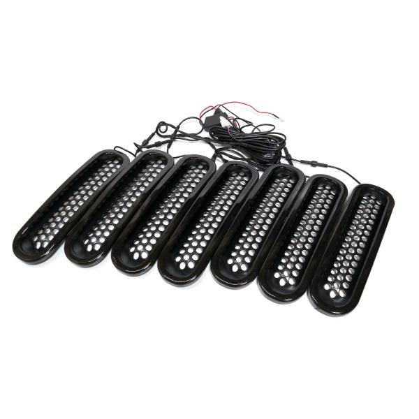 JEEP ジープ JK ラングラー グリルインサート LED デイライト イルミネーション カスタムパーツ サハラ アンリミテッド
