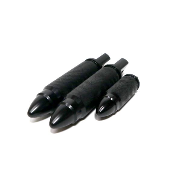 ハーレー用 オス型マウント フットペグ/ビレットステップ ブレット/VROD ダイナ ソフテイル スポーツスター シフトペグ付き/ブラック