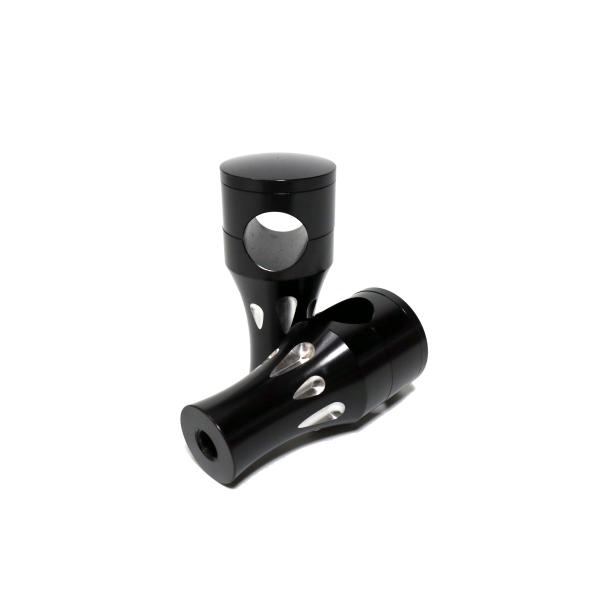 ハーレー用 ハンドルマウント ハンドルライザー 1インチ ショート ハンドルポスト アルミビレット製/スポーツスターソフテイル ブラック