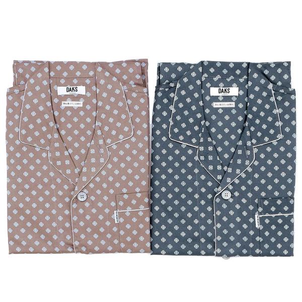 DAKS ダックス メンズ 綿サテン長袖長パンツ開襟パジャマ 秋冬 ギフト プレゼント好適品