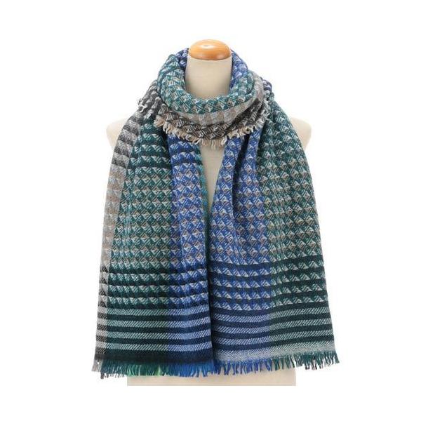 イタリア製 カラーストール  グラデーション メンズ レディース ウール混 ディープブルー 2025年 プレゼント ギフト好適品