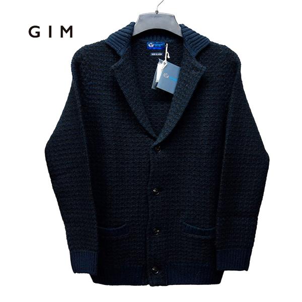 20%OFF セール L  gim ジム corsini  メンズ  ニットジャケット カーディガン ５G スーパー160’sウール おしゃれ 高品質　ラムウール ベビーアルパカ 日本製