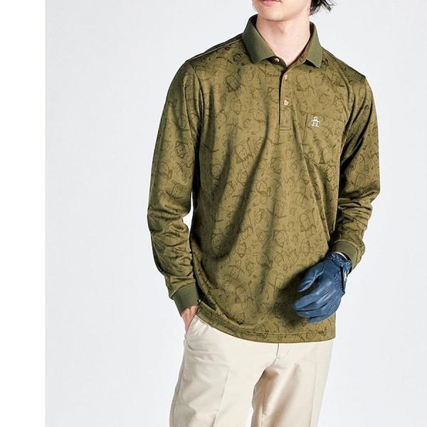 L マンシングウェア munsingwear 長袖 ポロシャツ メンズ 吸汗速乾 ペンギンジャカード おしゃれ ゴルフウエア MG4FLS80M 父の日 2026 ギフト好適品_1