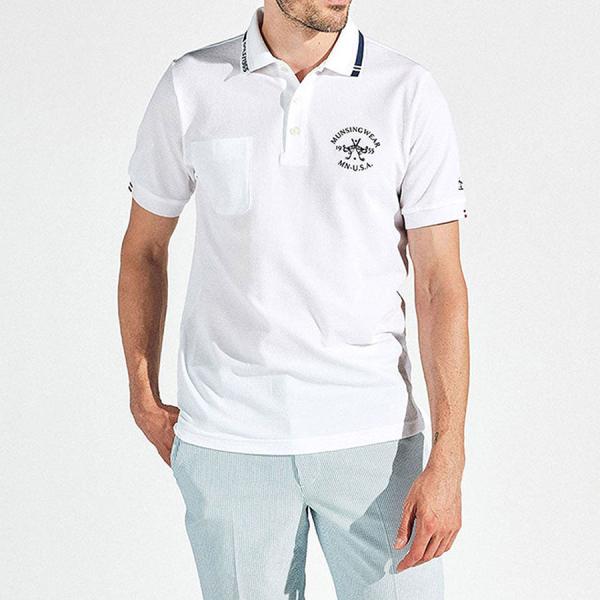 マンシングウェア munsingwear メンズ ポロシャツ ゴルフウエア 半袖 おしゃれ 吸汗速乾　シアサッカー 日本製 MG5SHS26M M L LL