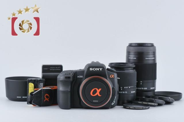 【中古】SONY ソニー α200 DSLR-A200 ダブルズームレンズキット ブラック