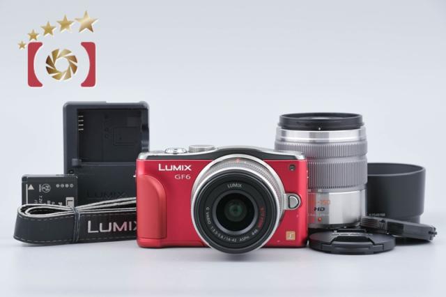 【中古】Panasonic パナソニック LUMIX DMC-GF6 ダブルズームレンズキット レッド
