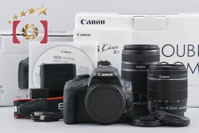 【中古】Canon キヤノン EOS Kiss X7 ダブルズームキット ブラック 元箱付き