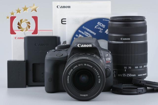【中古】Canon キヤノン EOS Kiss X7 ダブルズームキット ブラック シャッター回数僅少