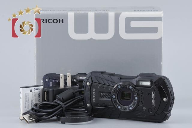 【中古】RICOH リコー PENTAX ペンタックス WG-50 ブラック 防水デジタルカメラ シャッター回数僅少 元箱付き