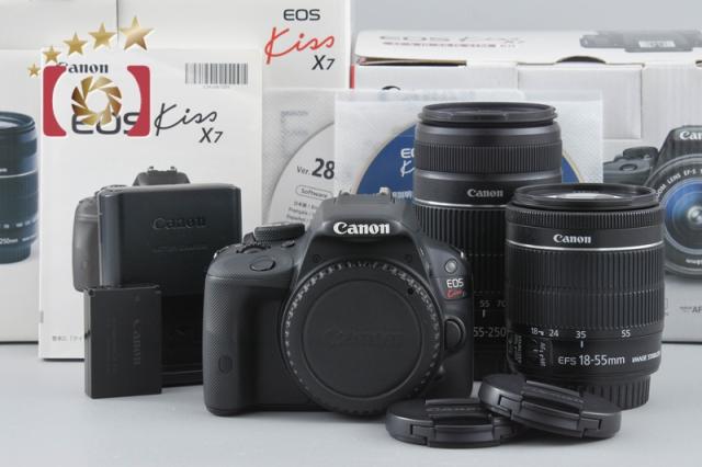 【中古】Canon キヤノン EOS Kiss X7 ダブルズームキット ブラック シャッター回数僅少 元箱付き