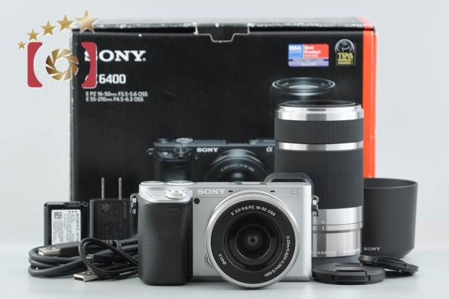 【中古】SONY ソニー α6400 ILCE-6400 シルバー ダブルズームレンズキット シャッター回数僅少 元箱付き