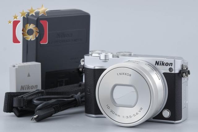 【中古】Nikon ニコン 1 J5 しろがね色 標準尺度パワーズームキット シャッター出現率少ない