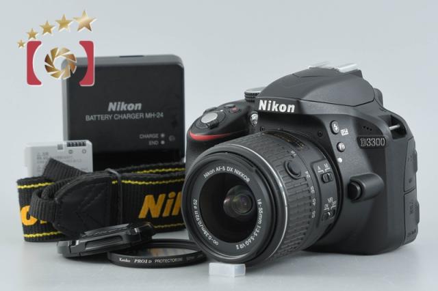 【中古】Nikon ニコン D3300 18-55 VR II レンズキット ブラック シャッター回数僅少