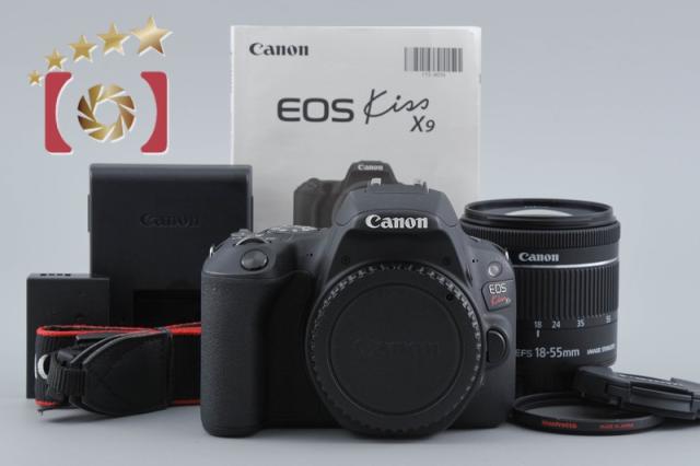 【中古】Canon キヤノン EOS Kiss X9 EF-S 18-55 IS STM 水晶体一揃いの道具 黒いこと シャッター出現率少ない