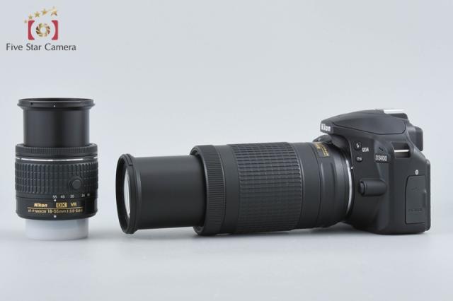 【中古】Nikon ニコン D3400 黒いこと ダブルズームキット シャッター出現率少ない 元箱付き添い人