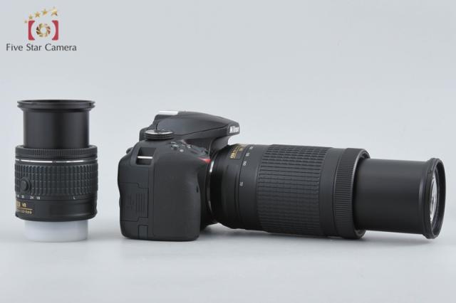 【中古】Nikon ニコン D3400 黒いこと ダブルズームキット シャッター出現率少ない 元箱付き添い人