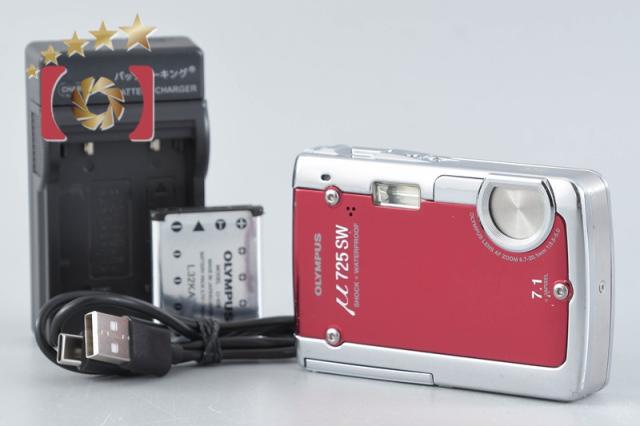 【中古】OLYMPUS オリンパス μ725SW ワインレッド コンパクトデジタルカメラ