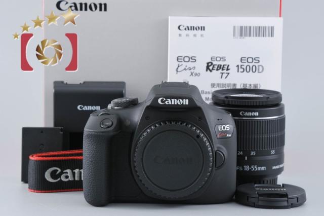 【中古】Canon キヤノン EOS Kiss X90 EF-S 18-55 IS II 水晶体一揃いの道具 シャッター出現率少ない 元箱付き添い人