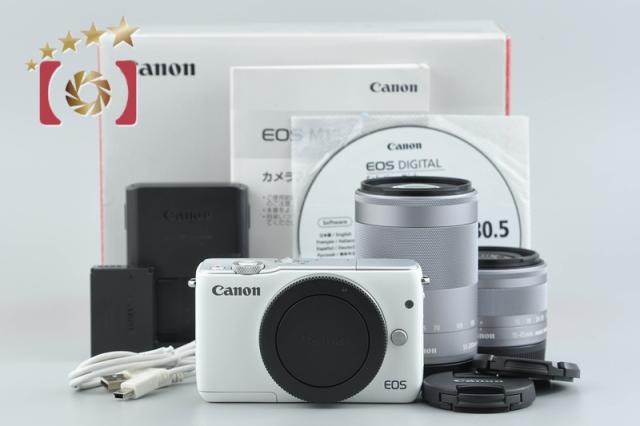 【中古】Canon キヤノン EOS M10 ダブルズームレンズキット ホワイト 元箱付き