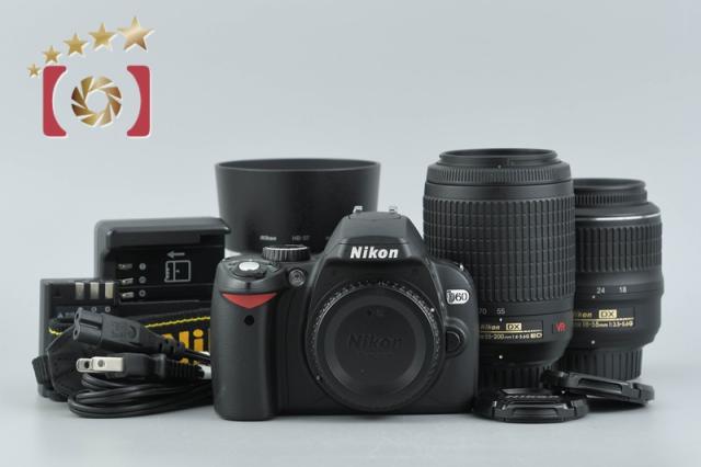 【中古】Nikon ニコン D60 ダブルズームキット シャッター回数僅少 15,478円