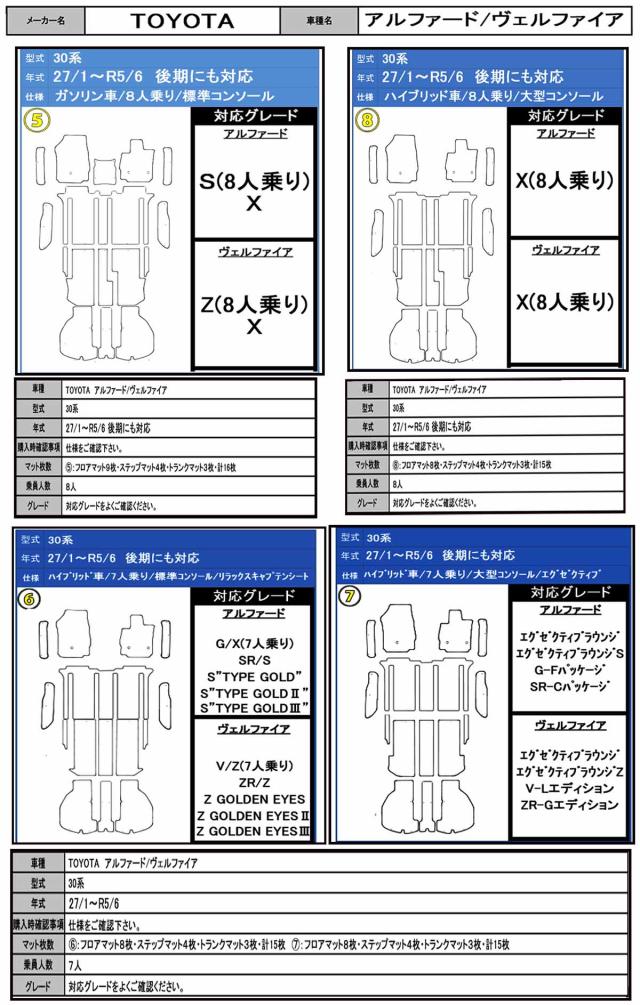 【日本製】フロアマットトヨタ アルファード 30系 型式:AGH30W〜AYH30W 年式 : 平成27年01月〜令和05年06月 後期にも対応 フロアマット＋ステップマット＋ラゲッジマット(トランク付) ガジュアルクラス BRiGHTX社製 車 運転席 カーマット おすすめ 車_19