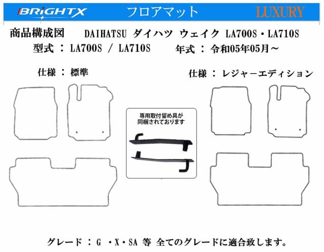 【日本製】ダイハツ ウェイク 超日本製2点セット ■ 超日本製2点セット フロアマット 3枚SET +バイザー 4枚セット 型式 : LA700S / LA710S 年式 :平成26年11月〜 日本製 車 運転席 アクセサリー 車 汚れ防止 防水 しゃれ おすすめ 専門店 床 ズレ防止 滑り止め_8