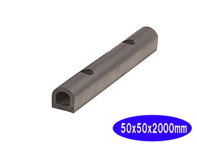 d型 カーストッパー タイヤストッパー ターミナルラバー 穴あき金具付 H50×W50×L2000 車止め D型ゴム ｄゴム 駐車場 倉庫 トラック クッション材 衝撃吸収 日本製 信栄物産 ks520