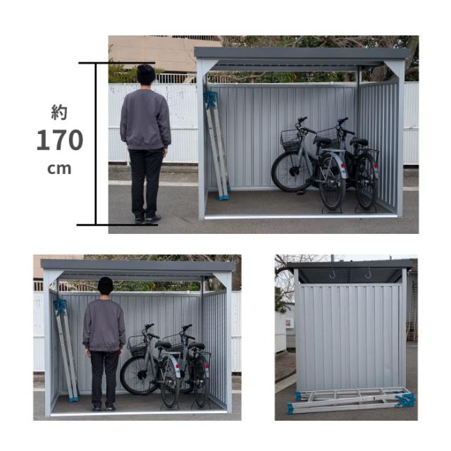 【公式】新商品 新色ブラウン塗装 万能物置 物置 屋外 大型 おしゃれ 物置き 多目的万能物置 サイクルハウス サイクルポート 幅2393mm × 奥行1796mm × 高さ1930mm 農機具 置場 自転車置き場 屋外 収納庫 DM-10-BN_3