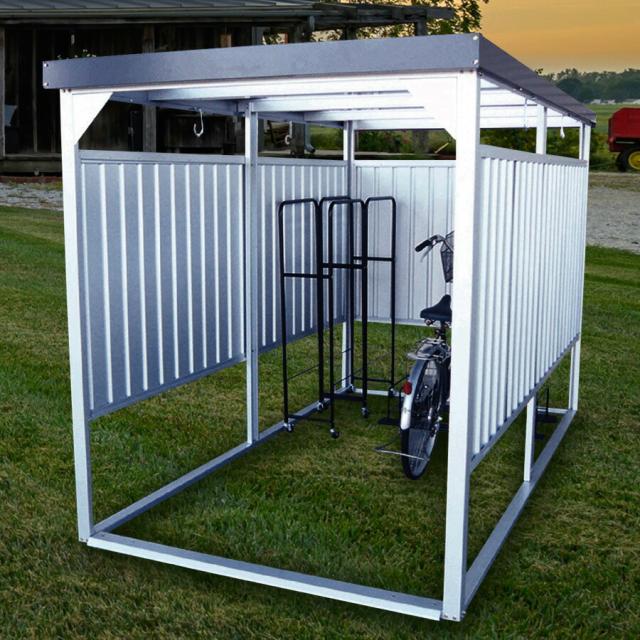 【公式】万能物置 物置 屋外 大型 おしゃれ 物置き 多目的万能物置 サイクルハウス サイクルポート 幅1661mm × 奥行3026mm × 高さ1930mm 自転車置き場 屋外 収納庫 スチール DM-14