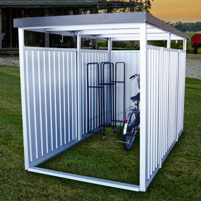 【公式】万能物置 物置 屋外 大型 おしゃれ 物置き 多目的万能物置 サイクルハウス サイクルポート 幅1661mm × 奥行3026mm × 高さ1930mm 自転車置き場 屋外 収納庫 スチール DM-14L