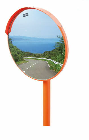 【60cm】カーブミラー 安全ミラー 道路反射鏡 化学強化ガラス 強化ガラス 丸形 Φ600 二面鏡 店舗 商業施設内 道路鏡 アクリルミラー 丸形 丸型 ナック・ケイ・エス 1mgr0600w_1