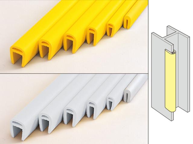 【お得な 30本セット】H鋼カバー L型アングル　 　 8mm幅用×1000mm 　レモンイエロー or  グレー 【日本製　信栄物産】衝撃保護材  　安心安全クッション　はさみ込み型