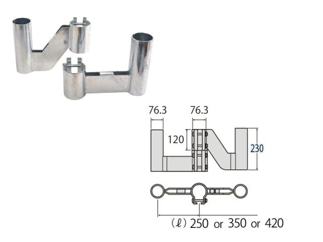 2面用金具 金具 ミラー金具 カーブミラー 安全ミラー 道路反射鏡 店舗 商業施設内 道路鏡 大型ミラー 76.3φ用 オプション【日本製　シンコーミラー】