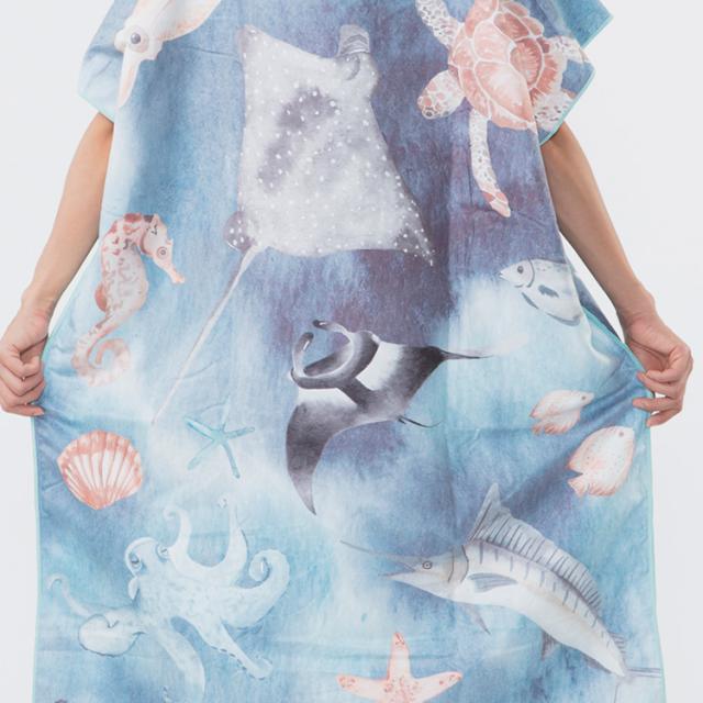 [ OCEANSEASEA ] お着替えポンチョ マイクロドライタオル 80cm×110cm_5