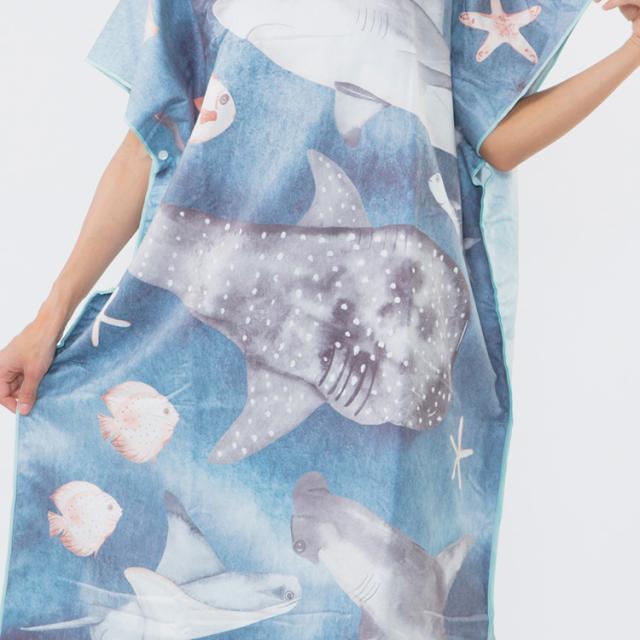 [ OCEANSEASEA ] お着替えポンチョ マイクロドライタオル 80cm×110cm_6