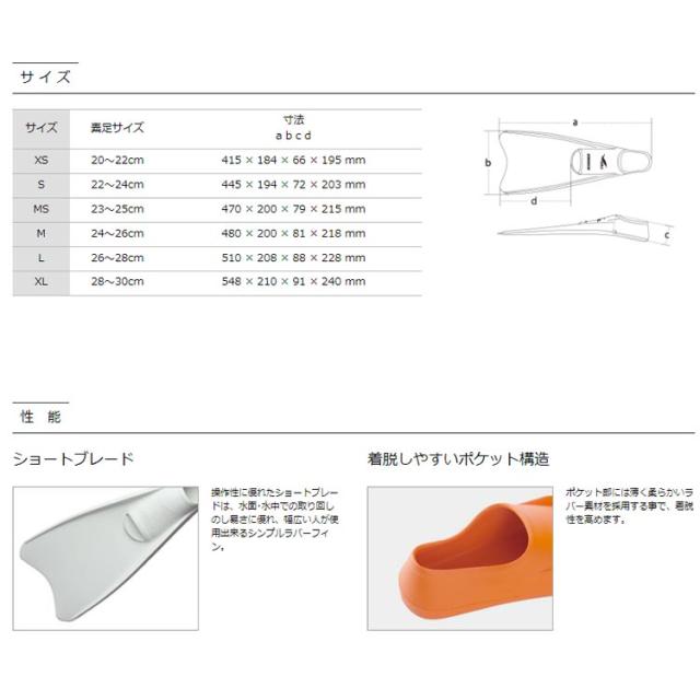 シュノーケル ダイビング フィン [ GULL ] エムデンカラー EMDEN （ 素足タイプ ）_4