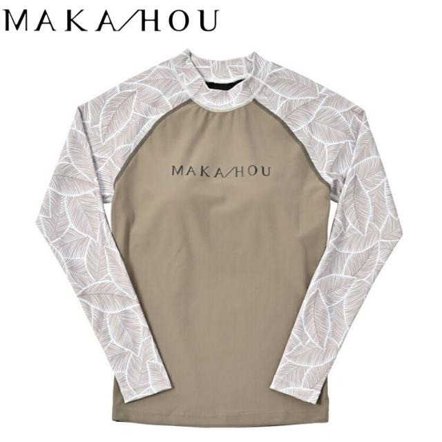 [ MAKA-HOU ] インナーブラ付きラッシュガード [ 11W11 ] [ beige reaf ] レディース 長袖 ロングスリーブ マリンウエア スイムウェア