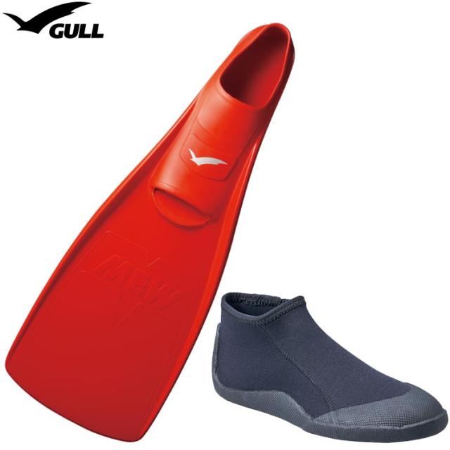 GULL ガル ブーツ＆フィン 軽器材2点セット ■MEW ミューフィン ■ショートブーツ スキンダイビング　シュノーケリング フルフットフィン ダイビング ドルフィンスイム フィンセット 軽器材セット_7