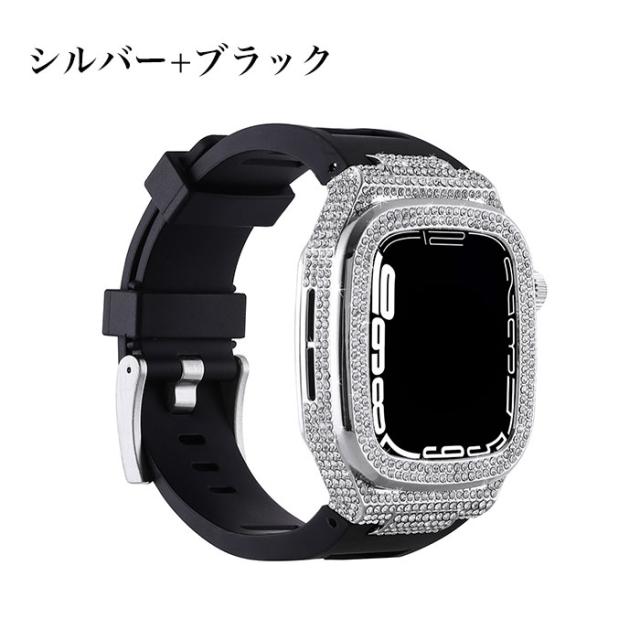 アップル ウォッチ カバー 高級 アップルウォッチ SE3 44mm バンドケース 一体型 Apple Watch Series 9 カバー おしゃれ キラキラ Apple Watch 45mm バンド apple watch 44mm ケース apple watch se 第2世代 ケース Apple Watch Series 8 7 se 6 5 4 45mm 44mm 高品質 人気_11