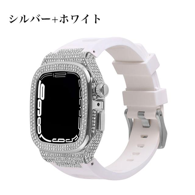 アップル ウォッチ カバー 高級 アップルウォッチ SE3 44mm バンドケース 一体型 Apple Watch Series 9 カバー おしゃれ キラキラ Apple Watch 45mm バンド apple watch 44mm ケース apple watch se 第2世代 ケース Apple Watch Series 8 7 se 6 5 4 45mm 44mm 高品質 人気_14
