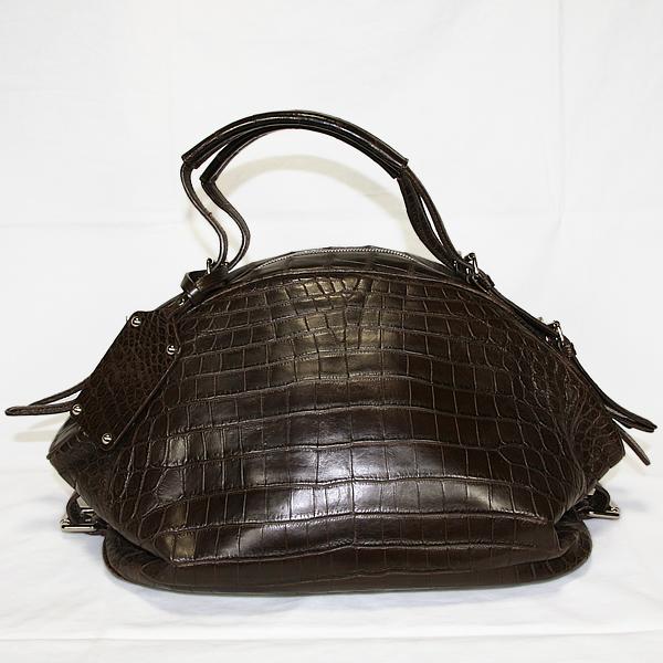 ワニ革 2wayバッグ ハンドバッグ 肩掛けバッグ ブラウン 中古_2
