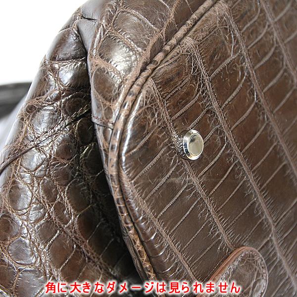ワニ革 2wayバッグ ハンドバッグ 肩掛けバッグ ブラウン 中古_11