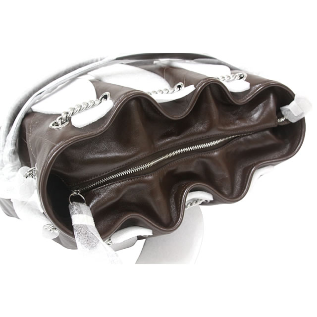 未使用 美品　コーチ エヴリン ラージ ショルダーバッグ キルティング CCZ81 シルバー/メイプル シャイニースムースレザー　COACH_6