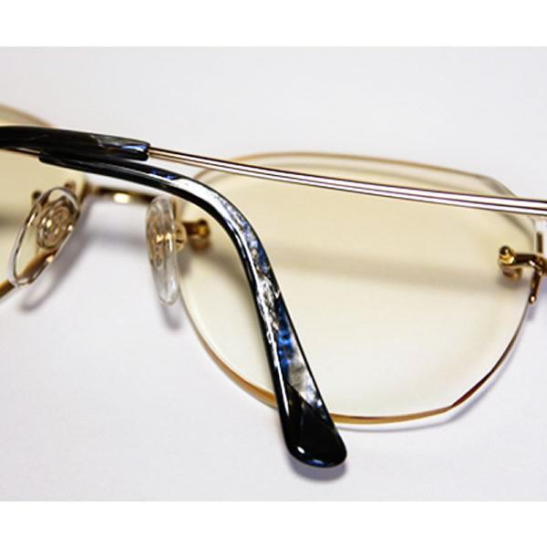 HOYA メガネフレーム ゴールドとシルバーのめっきと一部にK18製の装飾 エメラルド1P/ HOYA EJ29 GP　EJ292E 老眼鏡 中古_9