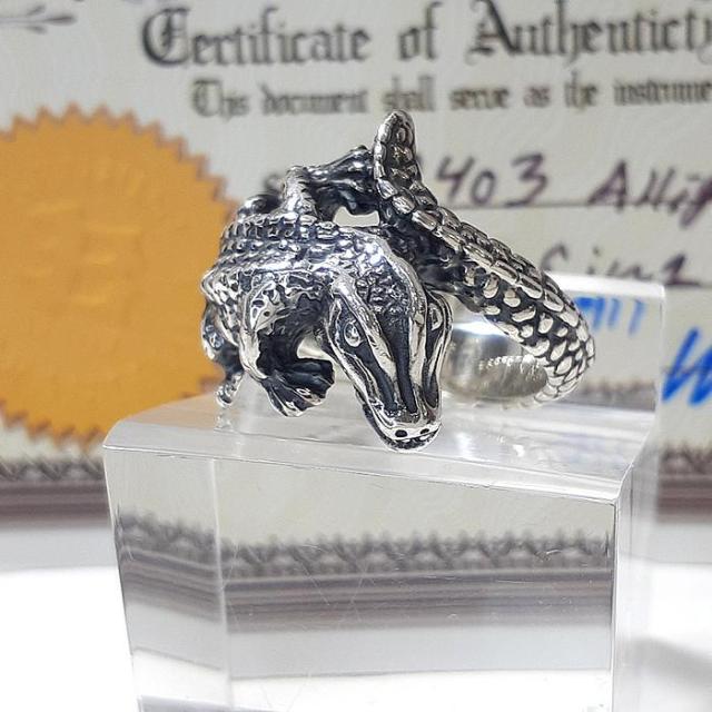 約15号　ビルウォールレザー スモールアリゲーターリング R403 証明書付き 中古 シルバー silver Bill Wall Leather alligator RING