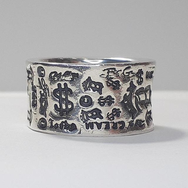 約18号　ビルウォールレザーエグゼクティブグラフィティバンドリング シルバーリング 中古 silver Bill Wall Leather Executive Graffiti Band Ring_9