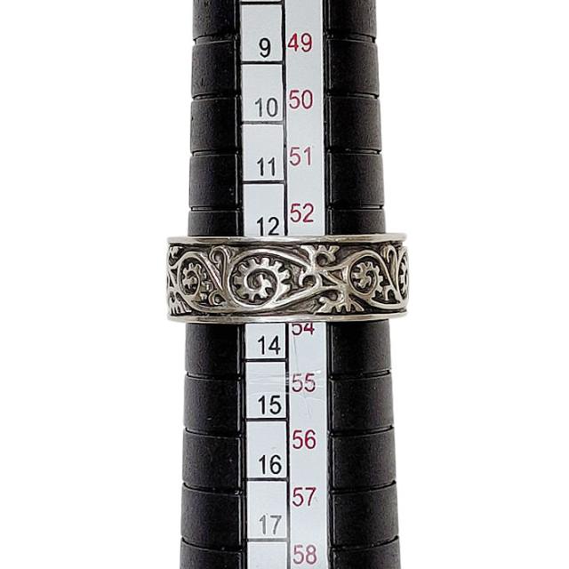 約13号＞ガルニ バインパターン シルバーリング 中古 平打ち ツタ模様 