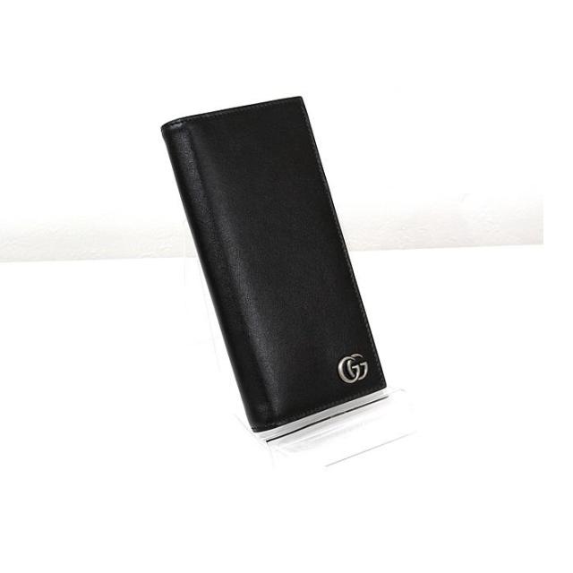 美品　グッチ GGマーモント 二つ折り長財布 428740 ロングウォレット ブラック スムース レザー メンズ 中古　GUCCI_2