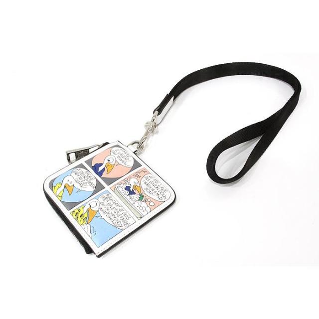 未使用 美品 モンクレール カートゥーン フラット ウォレット コミックラベルストラップ付ウォレット CARTOON FLAT WALLET F07 ホワイト 6C00002 M3188 MONCLER